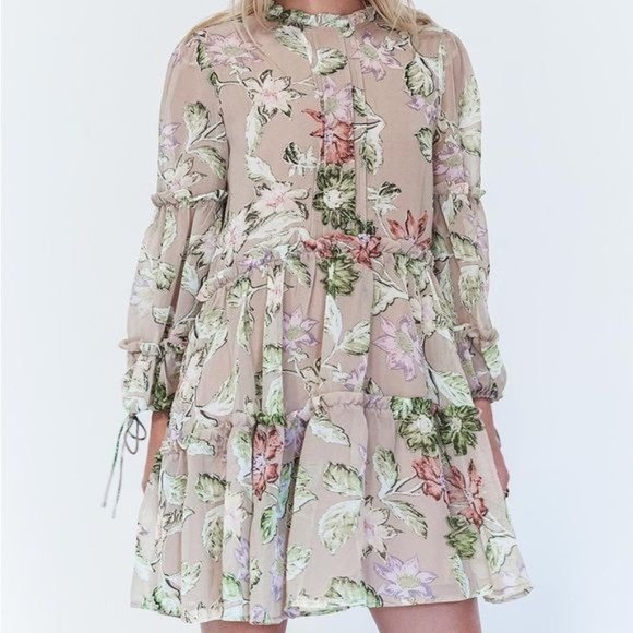 POLLY Eden Bloom Ruffle Tiered Floral Dress Size 2 - Picture 1 of 9